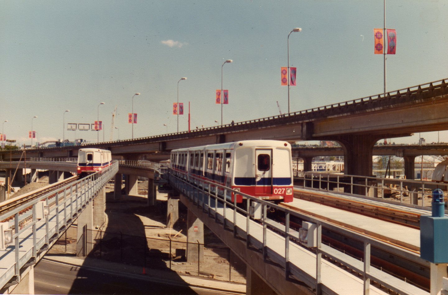 Two SkyTrain cars racing